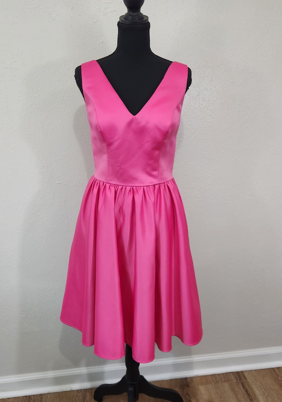 Mori Lee Satin Dress Womens 10 Hot Pink Fit Flare Cocktail Event Hoco Fuschia